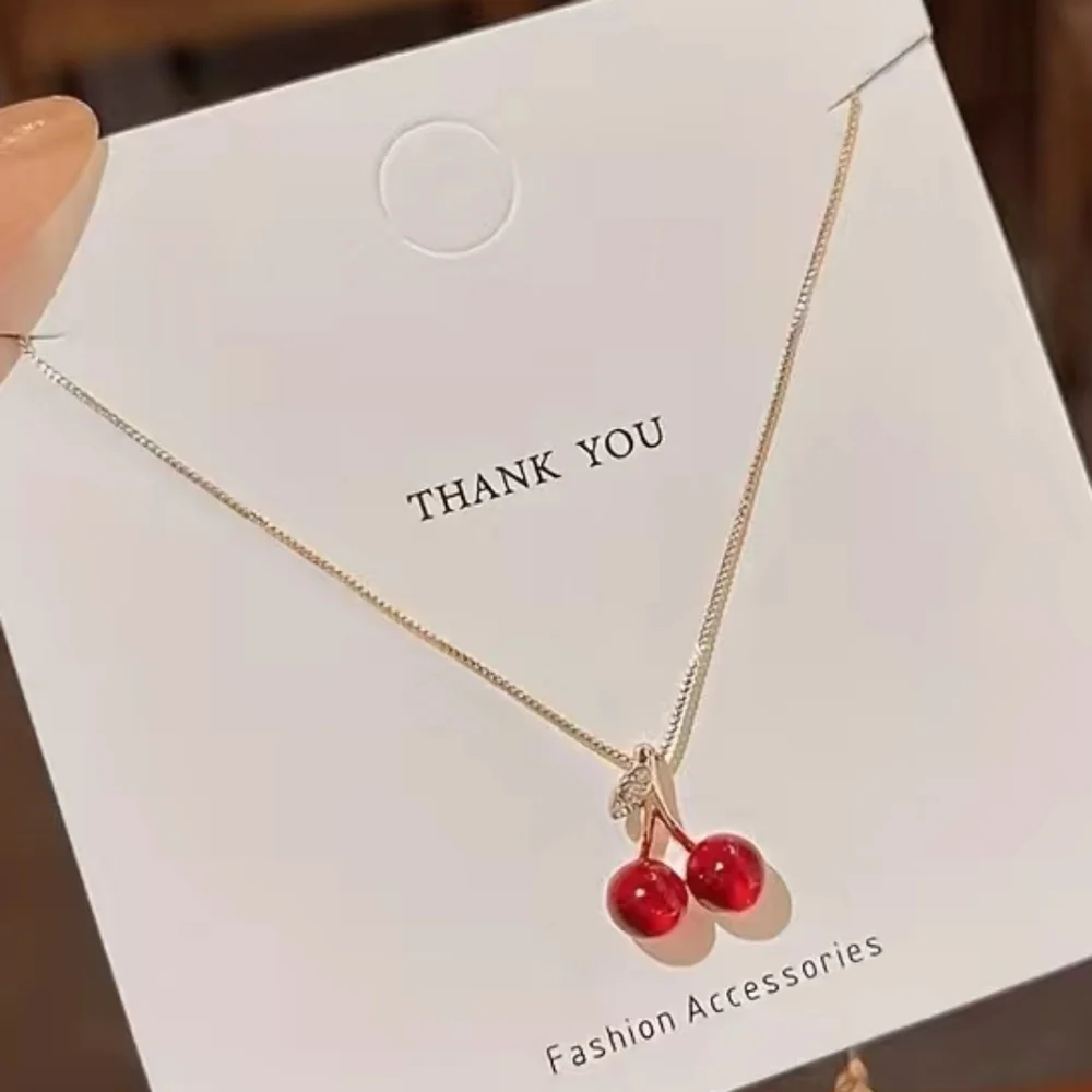 Cherry Pendant Necklace Gold - Picture 3 of 6